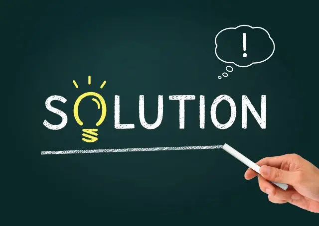 チョークで書かれたSOLUTIONの文字